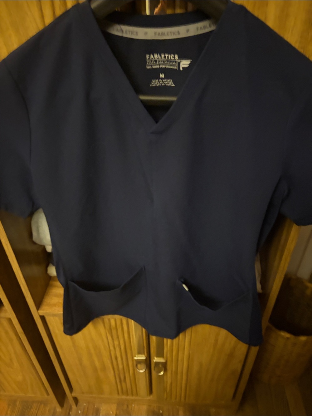 Fabletics Navy V-Neck Medical Top navy and pink & navy & black scrub bottoms